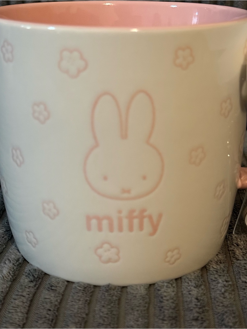 Miffy white Ceramic Mug With pink floral Pattern & int with Bunny Keychain - Picture 5 of 8
